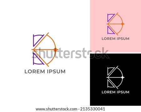 ILLUSTRATION ABSTRACT SIMPLE BOW ARROW LOGO DESIGN VECTOR