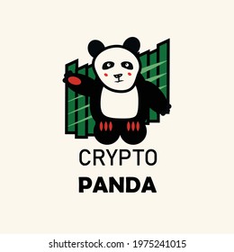 Illustration abstract Simple crypto panda coin logo design character