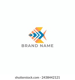 ILLUSTRATION ABSTRACT SIMPLE FISH GEOMETRIC LOGO ICON MINIMALIST TEMPLATE DESIGN ELEMENT VECTOR