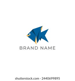 ILLUSTRATION ABSTRACT SIMPLE FISH GEOMETRIC LOGO ICON MINIMALIST TEMPLATE DESIGN ELEMENT VECTOR