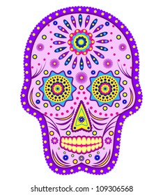 Illustration of abstract skull isolated on white background.