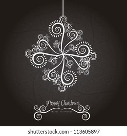 Illustration of abstract snowflake, on arabesque background, vector illustration