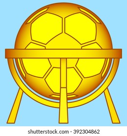 Illustration of the abstract soccer ball on stand construction icon