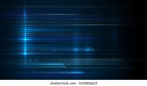 Illustration abstract speed movement and light effect, lines pattern design. High speed movement and motion blur over dark blue background. Futuristic, hi tech technology concept.