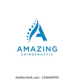 Illustration of an abstract A spine marked with curved points connected both sides logo design