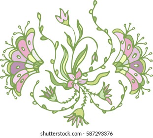 Illustration  of  abstract spring herbs and flowers.