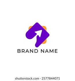 ILLUSTRATION ABSTRACT SQUARE ARROW UP BUSINESS FLAT LOGO ICON PURPLE COLOR TEMPLATE DESIGN ELEMENT VECTOR