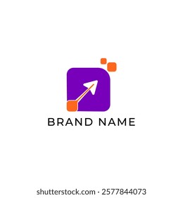 ILLUSTRATION ABSTRACT SQUARE ARROW UP BUSINESS FLAT LOGO ICON PURPLE COLOR TEMPLATE DESIGN ELEMENT VECTOR