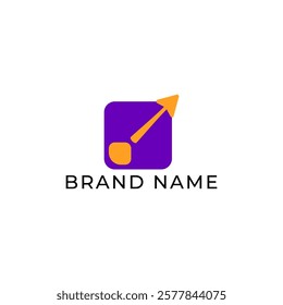 ILLUSTRATION ABSTRACT SQUARE ARROW UP BUSINESS FLAT LOGO ICON PURPLE COLOR TEMPLATE DESIGN ELEMENT VECTOR