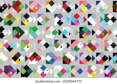 Illustration Abstract of the square fish on light grey background.