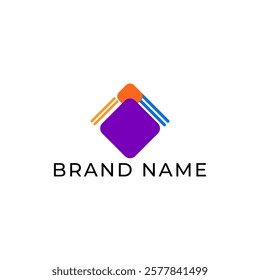 ILLUSTRATION ABSTRACT SQUARE LINE BUSINESS LOGO ICON PURPLE ORANGE COLOR TEMPLATE DESIGN ELEMENT VECTOR