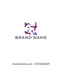 ILLUSTRATION ABSTRACT SQUARE PIXEL TECH LOGO ICON TEMPLATE SIMPLE COLORFUL DESIGN ELEMENT VECTOR