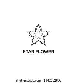 Illustration abstract star with flower vector line art logo design