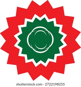 Ilustración del emblema abstracto de la forma de la estrella en colores rojos y verdes