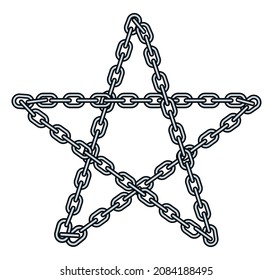 Illustration of the abstract steel chain five-pointed star