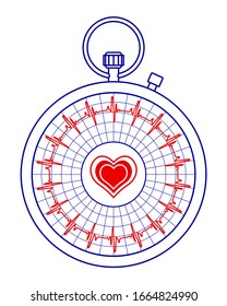 Ilustración del monitor abstracto de cardiograma de pulso de cronómetro