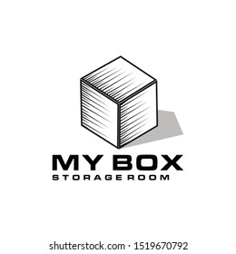 Illustration of an abstract storage box made classic logo design