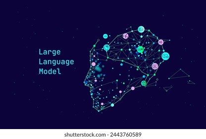 Illustration of abstract stream, Ai brain. Artificial intelligence. Big data, technology, data transfer, data flow, large language model, generative AI, 