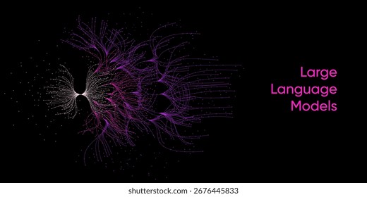 Illustration des abstrakten Streams. Ai Brain, Künstliche Intelligenz. Big Data, Technologie, KI, Datentransfer, Datenfluss, Großsprachmodell, generative KI