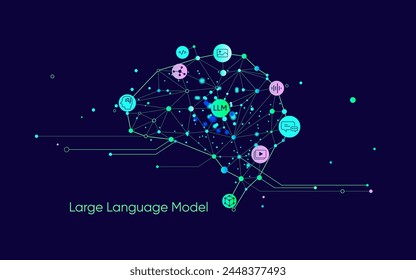 Illustration of abstract stream. Artificial intelligence. Big data, technology, AI, data transfer, data flow, large language model, generative AI