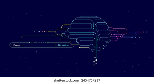 Illustration des abstrakten Stroms. Künstliche Intelligenz. Big Data, Technologie, KI, Datenübertragung, Datenfluss, großes Sprachmodell, Generativ KI