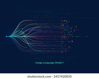 Illustration of abstract stream. Artificial intelligence. Big data, technology, AI, data transfer, data flow, large language model, generative AI