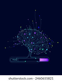 Illustration of abstract stream. Artificial intelligence. Big data, technology, AI, data transfer, data flow, large language model, generative AI