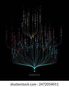 	
Illustration des abstrakten Stroms. Künstliche Intelligenz. Big Data, Technologie, KI, Datenübertragung, Datenfluss, großes Sprachmodell, Generativ KI	