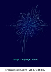 Illustration of abstract stream. Artificial intelligence. Big data, technology, AI, data transfer, data flow, large language model, generative AI