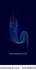 Illustration of abstract stream. Artificial intelligence. Big data, technology, AI, data transfer, data flow, large language model, generative AI