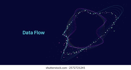 Illustration of abstract stream. Artificial intelligence. Big data, technology, AI, data transfer, data flow, large language model, generative AI