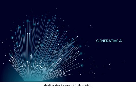 Illustration of abstract stream. Artificial intelligence. Big data, technology, AI, data transfer, data flow, large language model, generative AI