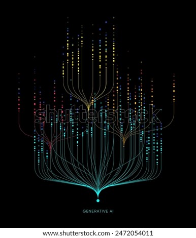 	
Illustration of abstract stream. Artificial intelligence. Big data, technology, AI, data transfer, data flow, large language model, generative AI	