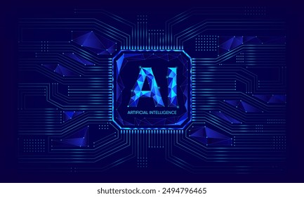 Illustration of abstract stream information with AI, dot and line, chipset, quantum, Ai computer data center. Big data, technology, AI, data transfer, data flow, large language model, generative ai