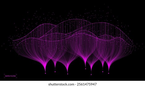 Illustration of abstract stream information. Big data, technology, AI, data transfer, data flow, large language model, generative AI.