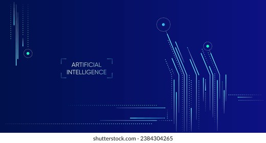 Ilustración de información abstracta de la secuencia con línea y punto cian y azul. Grandes datos, tecnología, IA, transferencia de datos, flujo de datos, modelo de lenguaje grande, fondo de ai generativo