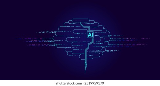 Ilustración de información de flujo abstracto con línea cian y punto. Big data, tecnología, IA, transferencia de datos, flujo de datos, modelo de lenguaje Grande, IA generativa