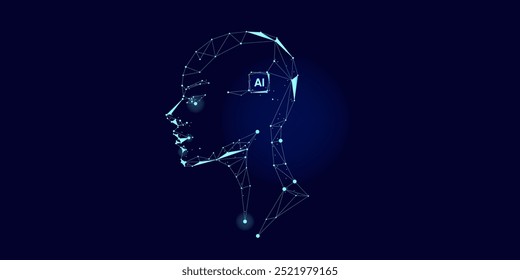 Illustration of abstract stream information with cyan line and dot. Big data, technology, AI, data transfer, data flow, large language model, generative ai