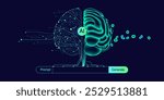 Illustration of abstract stream information. Generate image, video from prompt concept. Big data, technology, AI, data transfer, data flow, generative ai, large language model, ai brain background