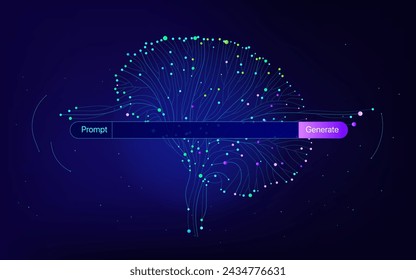 Ilustración de información de flujo abstracta. Generar imagen, vídeo desde el concepto de prompt. Big data, tecnología, IA, transferencia de datos, flujo de datos, IA generativa, modelo de lenguaje grande, fondo de cerebro de IA