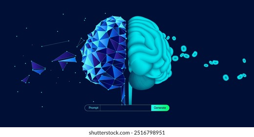 Ilustração de informações abstratas de fluxo. Gerar imagem, vídeo a partir do conceito de prompt. Big data, tecnologia, IA, transferência de dados, fluxo de dados, ai generativo, modelo de linguagem grande, fundo cerebral de ai