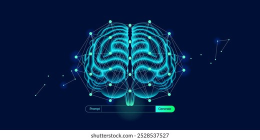 Ilustração de informações abstratas de fluxo. Gerar imagem, vídeo a partir do conceito de prompt. Big data, tecnologia, IA, transferência de dados, fluxo de dados, ai generativo, modelo de linguagem grande, fundo cerebral de ai