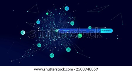 Illustration of abstract stream information. Generate image, video from prompt concept. Big data, technology, AI, data transfer, data flow, generative ai, large language model, ai brain background