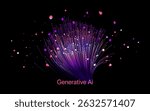 Illustration of abstract stream information with line and dot. Big data, technology, AI or artificial intelligence, data transfer, data flow, large language model, LLM, generative AI.