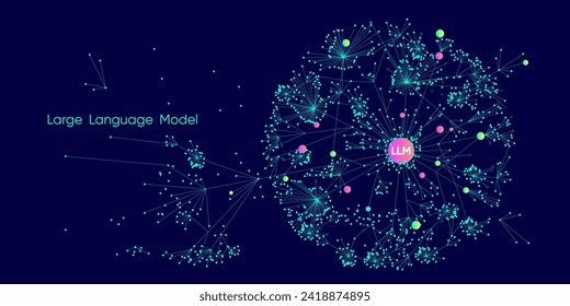 Illustration of abstract stream information with line and dot. Big data, technology, AI, data transfer, data flow, large language model, generative ai, natural language generative, data mining.
