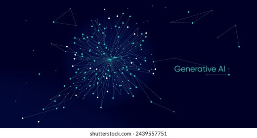 Illustration of abstract stream information with line and dot. Big data, technology, AI, data transfer, data flow, large language model, generative ai