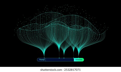 Ilustração de informações abstratas de fluxo com linha e ponto. Big data, tecnologia, IA, transferência de dados, fluxo de dados, ai generativo, fundo de modelo de linguagem grande