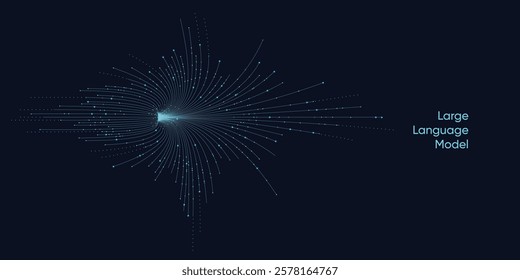 Illustration of abstract stream information with line and dot. Big data, technology, AI, data transfer, data flow, large language model, generative AI.