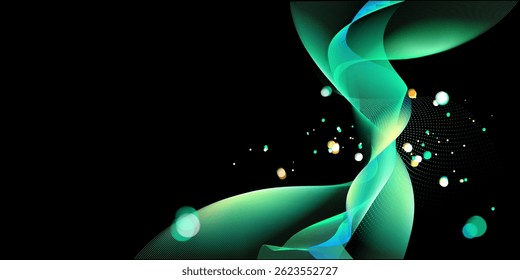 Darstellung abstrakter Stream-Informationen mit Linie und Punkt. Big Data, Technologie, KI oder künstliche Intelligenz, Datentransfer, Datenfluss, großes Sprachmodell, LLM, generative KI.