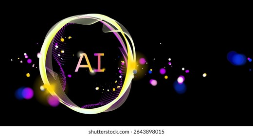 Ilustración de información de flujo abstracto con línea y punto. Big data, tecnología, IA o inteligencia artificial, transferencia de datos, flujo de datos, modelo de lenguaje Grande, LLM, IA generativo.